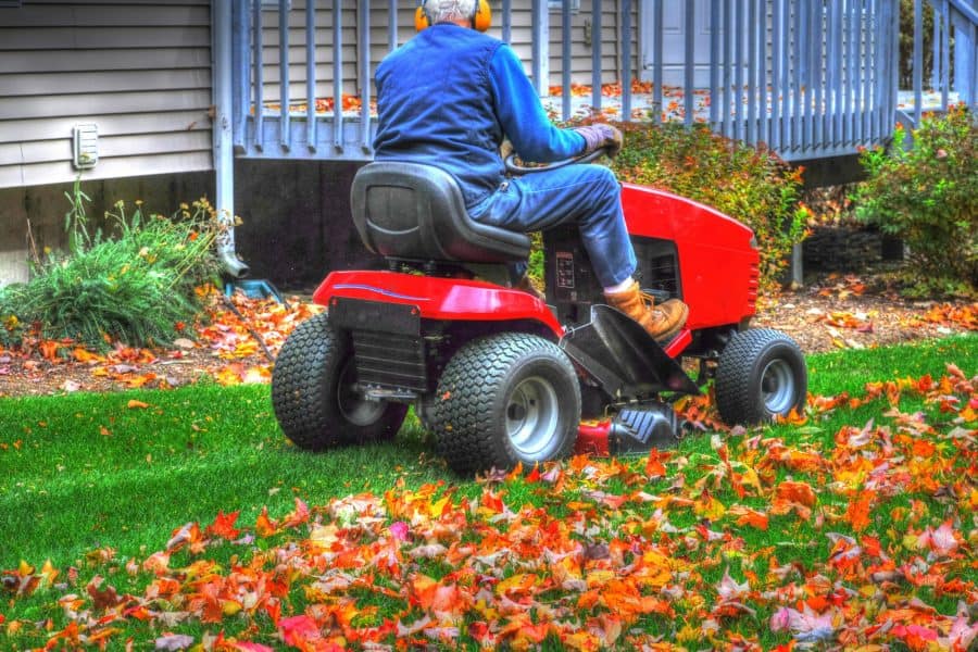 Mulch leaves with mower