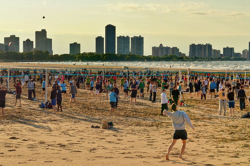 sand volleyball at Montrose Beach Chicago